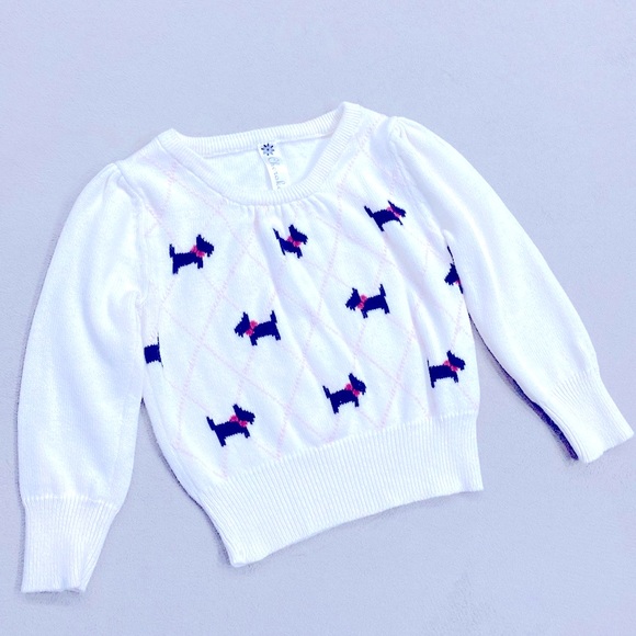Cherokee 100% Cotton Scottie Dog Soft Ivory Knit Sweater Baby Girl Size 24 Month - Picture 1 of 8